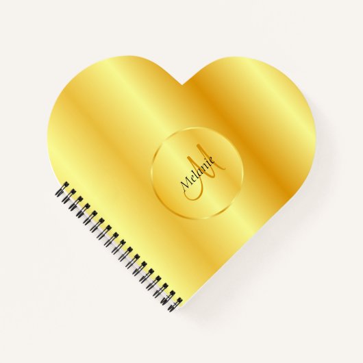 Aangepaste Faux Gold Elegant Mono gram Sjabloon Notitieboek (Voorkant)
