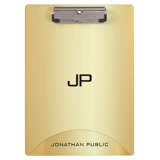 Aangepaste Faux Gold Elegant Monogram Moderne Sjab Klembord (Voorkant)