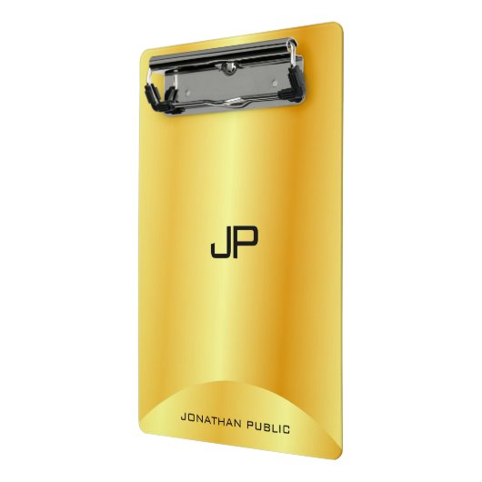 Aangepaste Faux Gold Elegant Monogram Moderne Sjab Mini Klembord (Angled2)