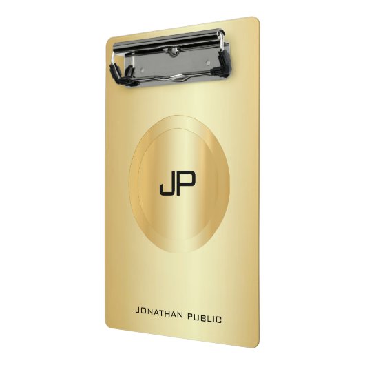 Aangepaste Faux Gold Elegant Monogram Sjabloon Mini Klembord (Angled2)
