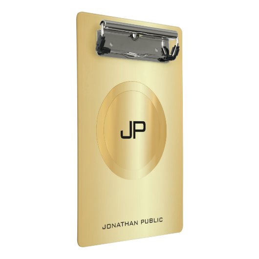Aangepaste Faux Gold Elegant Monogram Sjabloon Mini Klembord (Schuin)