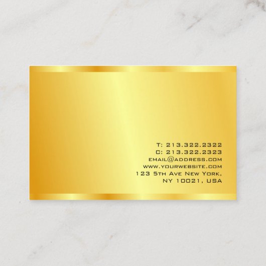 Aangepaste Faux Gold Elegant Professional-Sjabloon Visitekaartje (Achterkant)