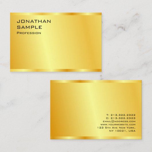 Aangepaste Faux Gold Elegant Professional-Sjabloon Visitekaartje (Voorkant / Achterkant)