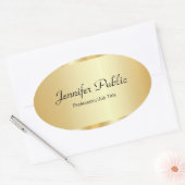 Aangepaste Faux Gold Elegant Script Glamor Sjabloo Ovale Sticker (Envelop)
