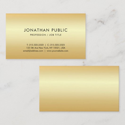 Aangepaste Faux Gold Elegant Simple Moderne Sjablo Visitekaartje (Voorkant / Achterkant)