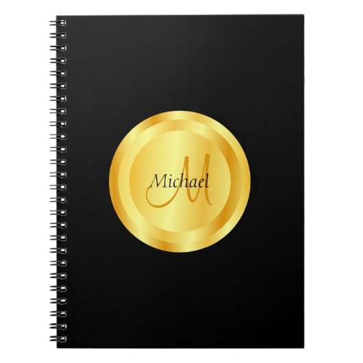 Aangepaste Faux Gold Elegant Sjabloon Monogramed Notitieboek (Voorkant)