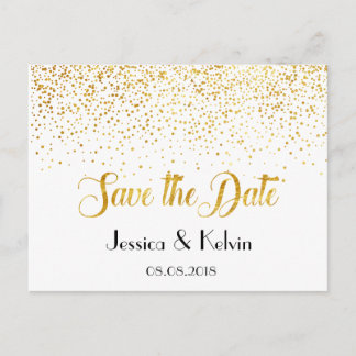 Aangepaste Faux Gold Foil Confetti Stippen Save th Aankondigingskaart
