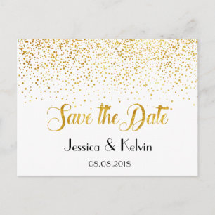 Aangepaste Faux Gold Foil Confetti Stippen Sla de  Aankondigingskaart