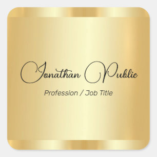 Aangepaste Faux Gold Glamour Typografie Script Naa Vierkante Sticker