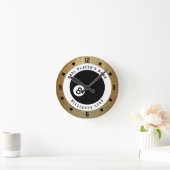 Aangepaste Faux Gold Glitter Pool Player Billiards Ronde Klok (Huis)