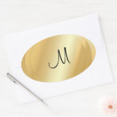 Aangepaste Faux Gold Hand Script Monogram Sjabloon Ovale Sticker (Envelop)