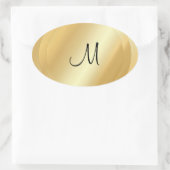 Aangepaste Faux Gold Hand Script Monogram Sjabloon Ovale Sticker (Tas)