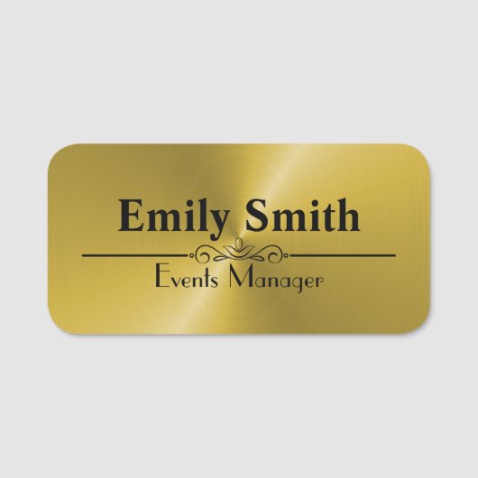Aangepaste Faux Gold Magnetic Name Badge (Voorkant)