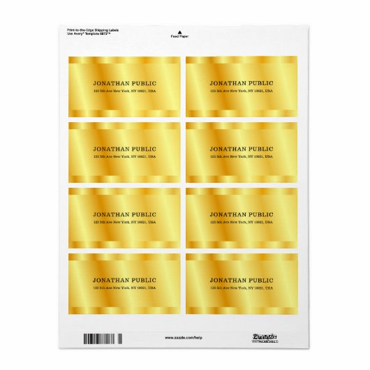 Aangepaste Faux Gold Metallic look Elegant Sjabloo Etiket (Full Sheet)