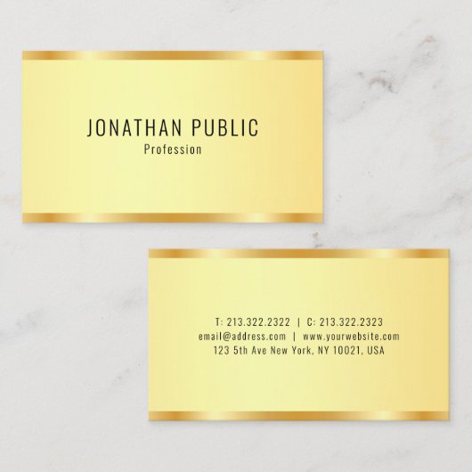 Aangepaste Faux Gold Metallic look Modern Visitekaartje (Voorkant / Achterkant)