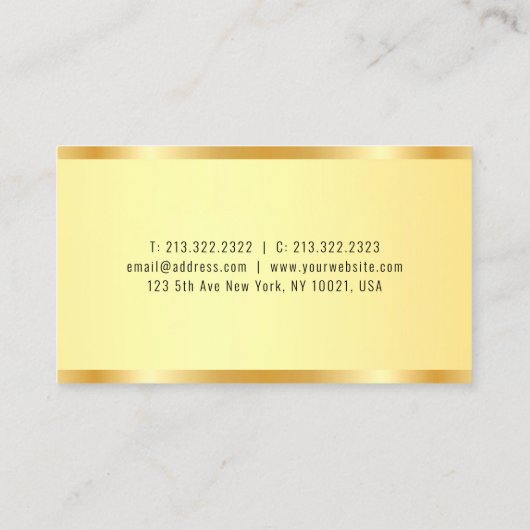 Aangepaste Faux Gold Metallic look Modern Visitekaartje (Achterkant)