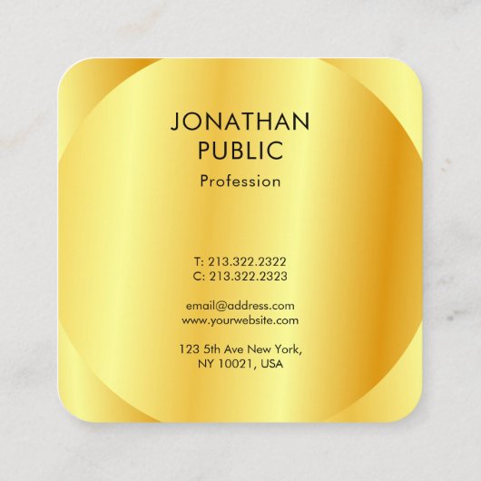 Aangepaste Faux Gold Metallic look Moderne Sjabloo Vierkante Visitekaartje (Achterkant)