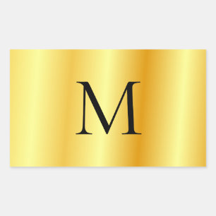 Aangepaste Faux Gold Modern Elegant Monogram Sjabl Rechthoekige Sticker