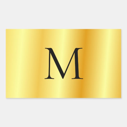 Aangepaste Faux Gold Modern Elegant Monogram Sjabl Rechthoekige Sticker (Voorkant)
