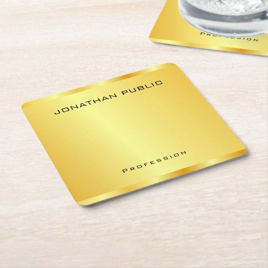 Aangepaste Faux Gold Modern Elegant Sjabloon Kartonnen Onderzetters (Schuin)