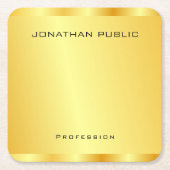 Aangepaste Faux Gold Modern Elegant Sjabloon Kartonnen Onderzetters (Voorkant)