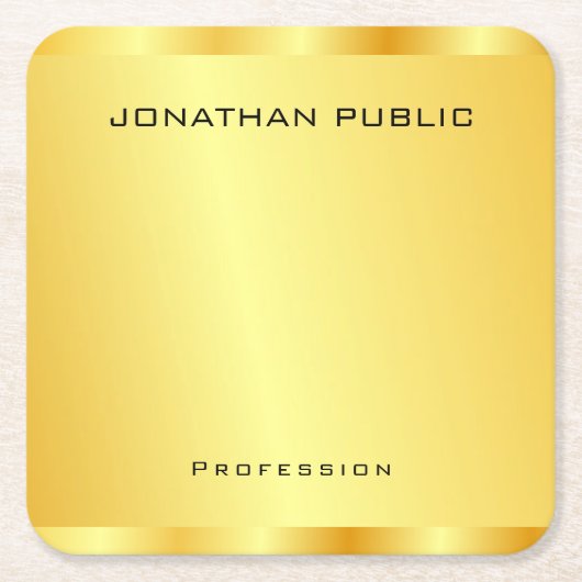 Aangepaste Faux Gold Modern Elegant Sjabloon Kartonnen Onderzetters (Voorkant)