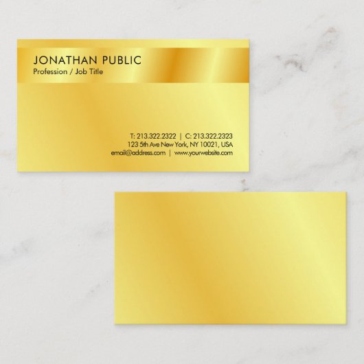 Aangepaste Faux Gold Modern Professional-Sjabloon Visitekaartje (Voorkant / Achterkant)