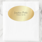 Aangepaste Faux Gold Modern Script Glamour-Sjabloo Ovale Sticker (Tas)