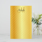 Aangepaste Faux Gold Monogram Elegant Moderne Sjab Briefpapier (Staand voorkant)