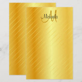 Aangepaste Faux Gold Monogram Elegant Moderne Sjab Briefpapier (Voorkant / Achterkant)