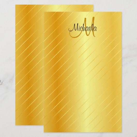 Aangepaste Faux Gold Monogram Elegant Moderne Sjab Briefpapier (Voorkant / Achterkant)