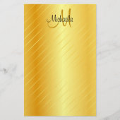 Aangepaste Faux Gold Monogram Elegant Moderne Sjab Briefpapier (Voorkant)