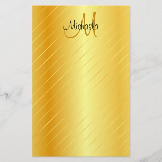 Aangepaste Faux Gold Monogram Elegant Moderne Sjab Briefpapier (Voorkant)
