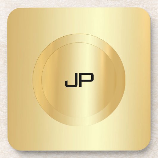 Aangepaste Faux Gold Monogram Glam Sjabloon Bier Onderzetter (Voorkant)