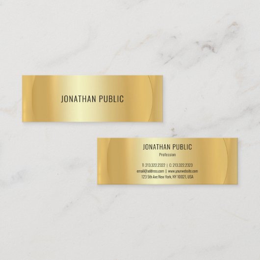 Aangepaste Faux Gold Professional Moderne Sjabloon Mini Visitekaartje (Voorkant / Achterkant)