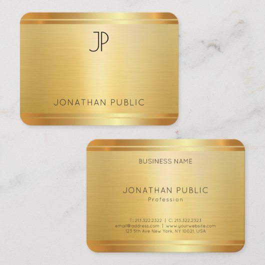 Aangepaste Faux Gold Professional Moderne Sjabloon Visitekaartje (Voorkant / Achterkant)