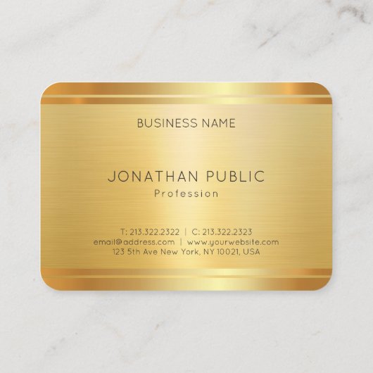 Aangepaste Faux Gold Professional Moderne Sjabloon Visitekaartje (Achterkant)
