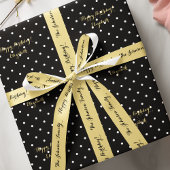 Aangepaste Faux Gold Script Black en White Polka D Cadeaupapier