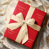 Aangepaste Faux Gold Script Merry Christmas Red-ch Cadeaupapier