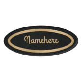 Aangepaste Faux Gold Simple Classic Lijst zwarte t Naambadge (Voorkant)