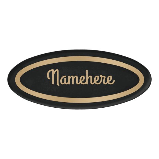 Aangepaste Faux Gold Simple Classic Lijst zwarte t Naambadge (Voorkant)