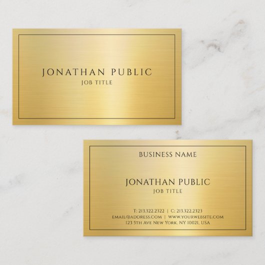 Aangepaste Faux Gold Sjabloon Professioneel Stijlv Visitekaartje (Voorkant / Achterkant)