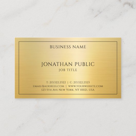 Aangepaste Faux Gold Sjabloon Professioneel Stijlv Visitekaartje (Achterkant)