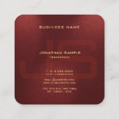 Aangepaste Faux Gold Text Elegant Monogram Initial Vierkante Visitekaartje (Achterkant)