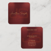 Aangepaste Faux Gold Text Elegant Monogram Initial Vierkante Visitekaartje (Voorkant / Achterkant)