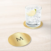 Aangepaste Faux Gold Trendy Monogram Moderne Sjabl Ronde Kartonnen Onderzetter (Insitu)