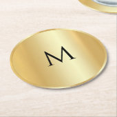 Aangepaste Faux Gold Trendy Monogram Moderne Sjabl Ronde Kartonnen Onderzetter (Gebogen)