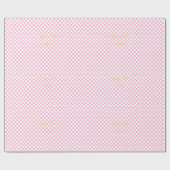 Aangepaste Faux gouden tekst Roze en wit geruit Cadeaupapier (Vlak)