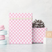 Aangepaste Faux gouden tekst Roze en wit geruit Cadeaupapier