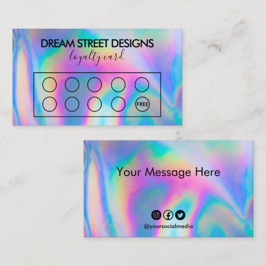Aangepaste Faux Holographic Loyalty-Kaart Visitekaartje (Voorkant / Achterkant)